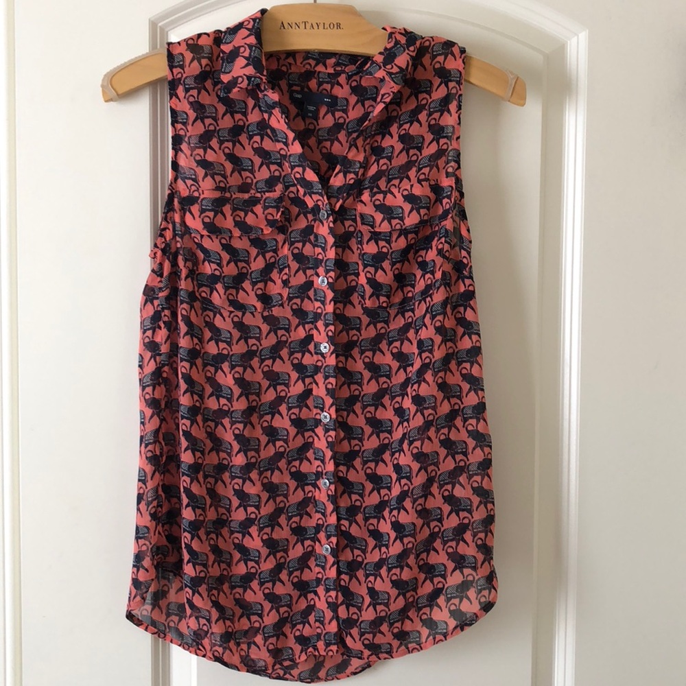 Gap Sleeveless Elephant Print Blouse